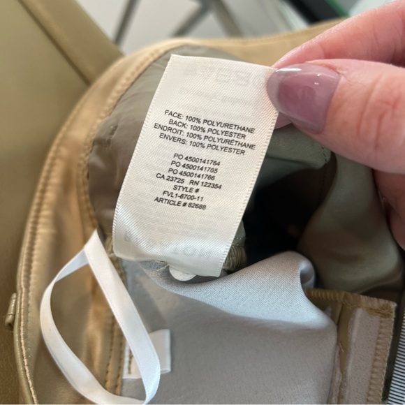 Aritzia Babaton Women's Size 4 Command Cropped Pant Mid Rise Vegan Leather Tan - Picture 10 of 12